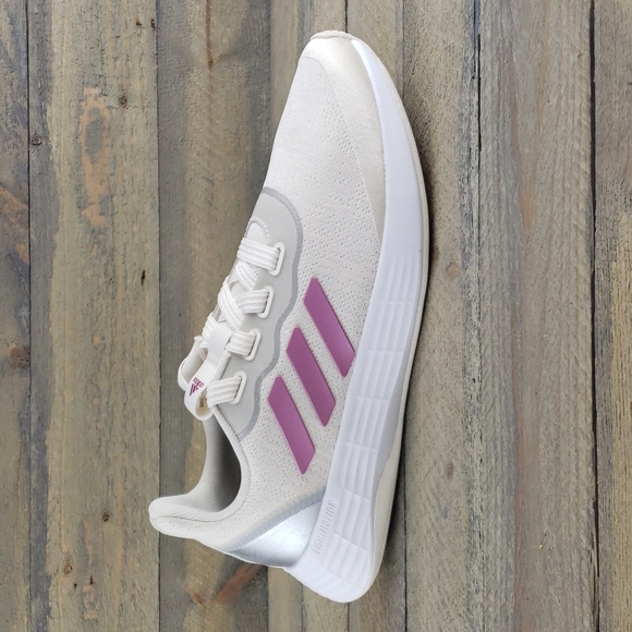 adidas QT Racer Sport Women's Running Shoe Chalk White/Cherry/Silver Metallic - Picture 2 of 9